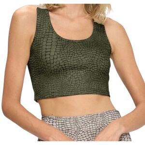 EVCR Women's Gator Skin Compression Cropped Active Tank Top Size L Dark Green
